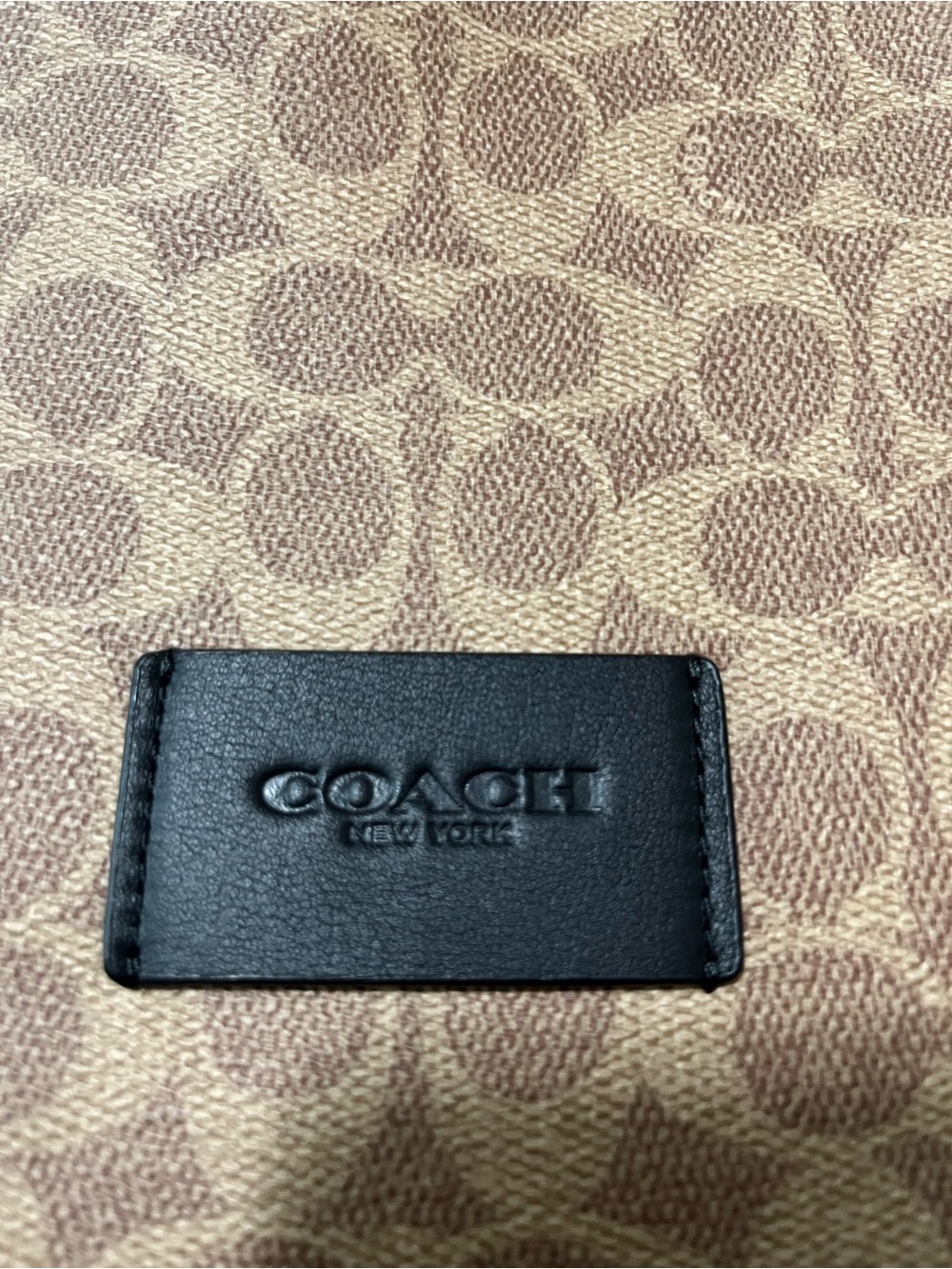 Coach Tan Signature Crossbody Bag with Black canvas strap - Picture 3 of 9
